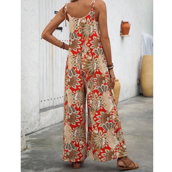 Boho Floral Print Wide leg Cami Jumpsuit - Picture 2 of 4